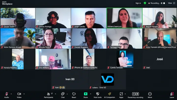 Encuentro grupal por Zoom con el equipo de Victor Damasio.